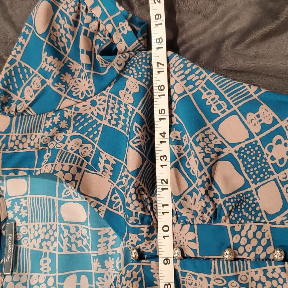 Vintage modcloth blue/taupe dress size medium - Picture 6 of 8